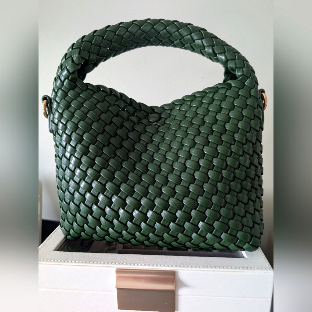 Moda luxe Green Woven Handbag Small